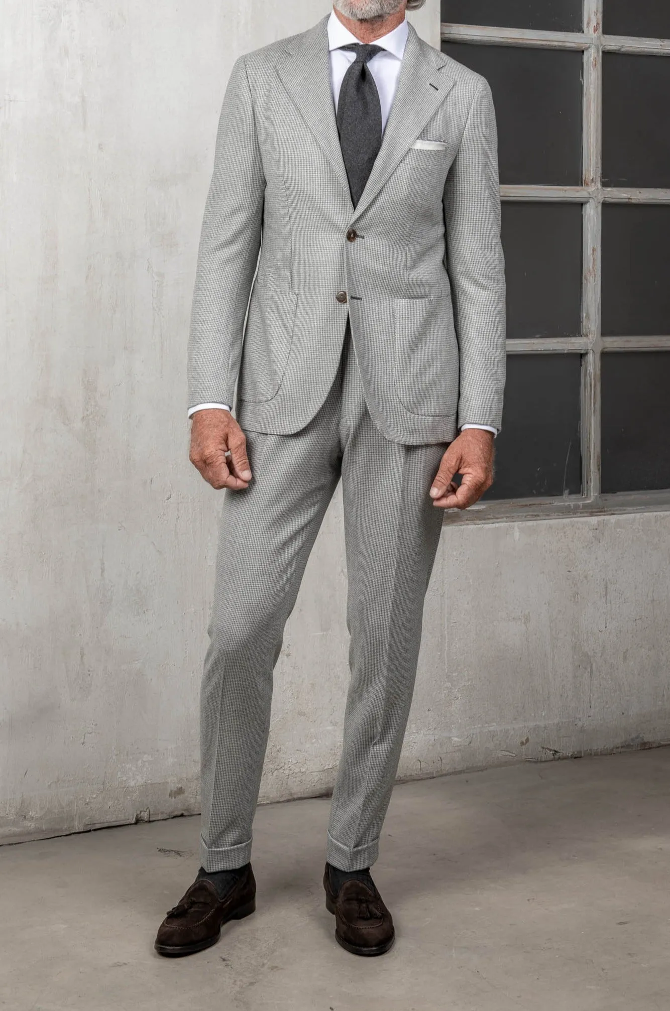 Light grey houndstooth suit - Made in Italy sold by Pini Parma product image thumbnail 3