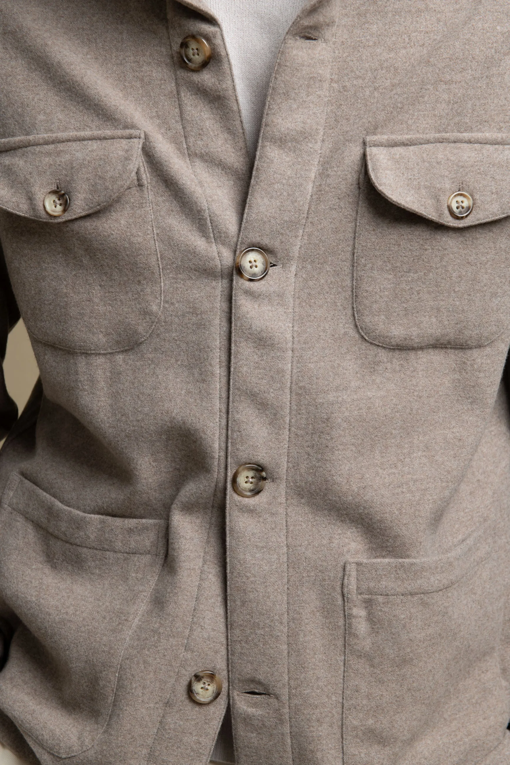 Beige Safari Jacket flannel Super 180s – Made in Italy sold by Pini Parma product image thumbnail 4