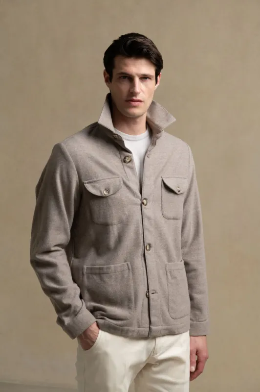 Beige Safari Jacket flannel Super 180s – Made in Italy sold by Pini Parma