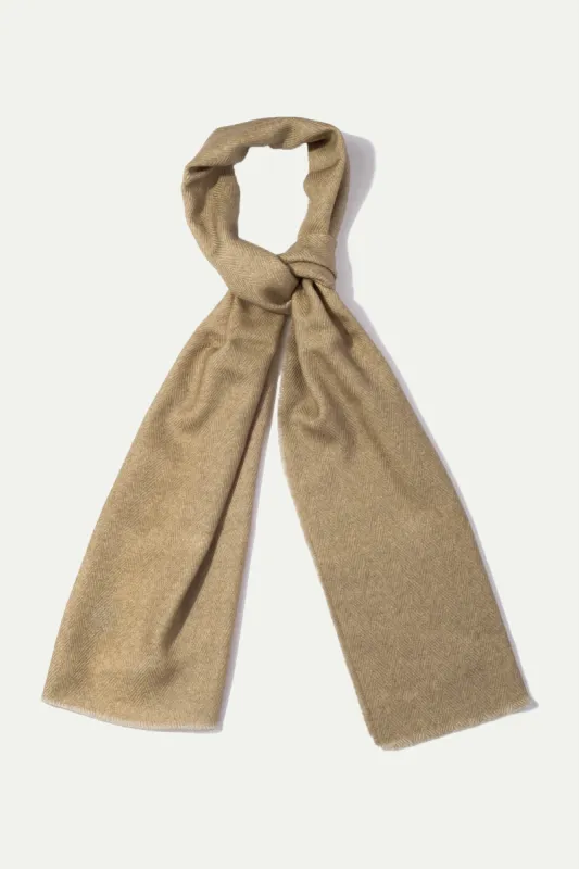 Beige and off-white reversible herringbone scarf - Made in Italy sold by Pini Parma