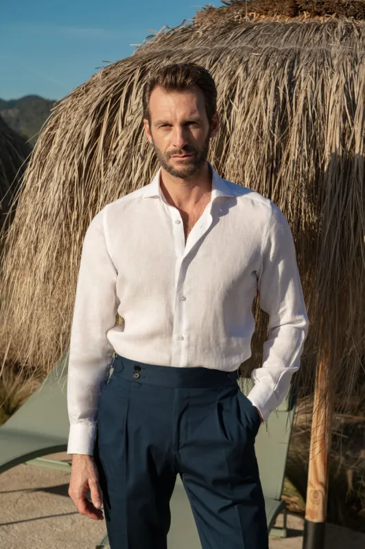 White linen shirt - Made in Italy sold by Pini Parma