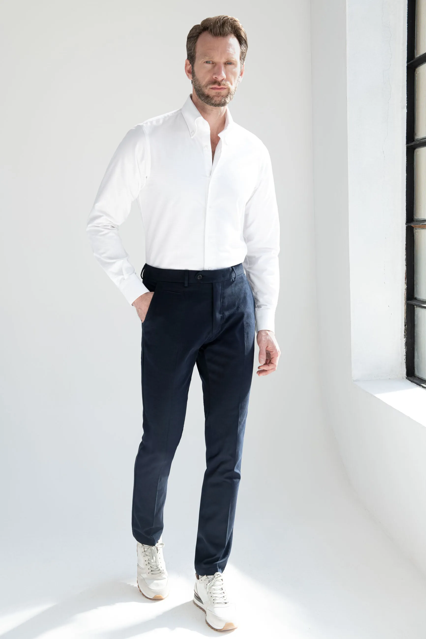 Blue cotton and cashmere Garda trousers - Made in Italy sold by Pini Parma product image thumbnail 3