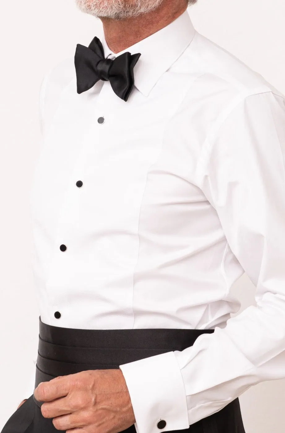 White tuxedo piqué BIB front Shirt - Made in Italy sold by Pini Parma product image thumbnail 2