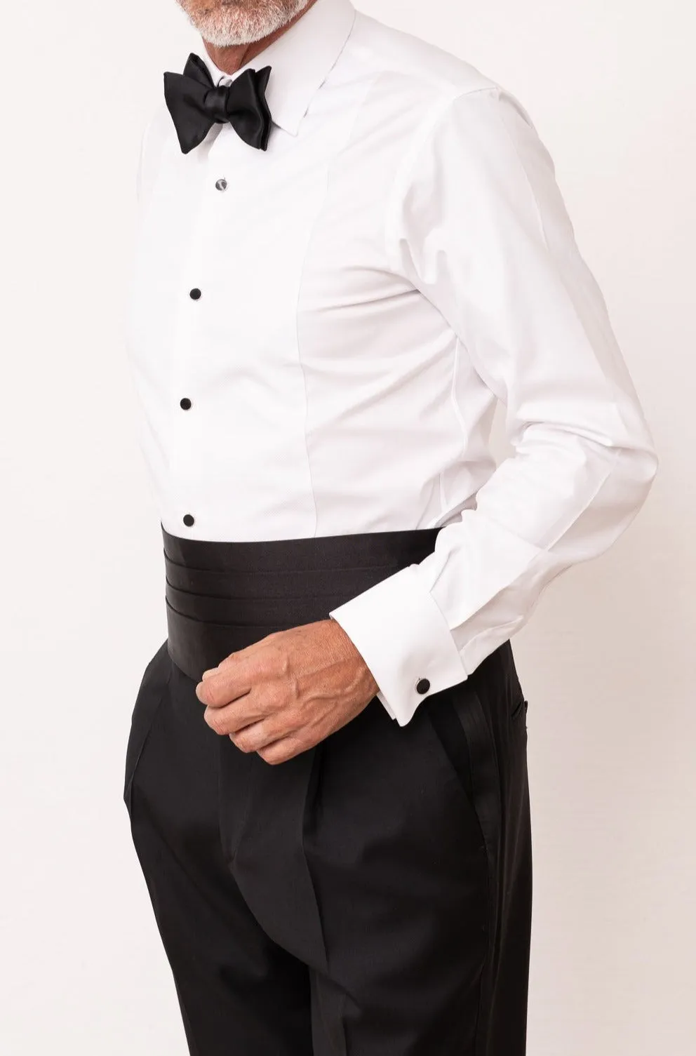 White tuxedo piqué BIB front Shirt - Made in Italy sold by Pini Parma product image thumbnail 4