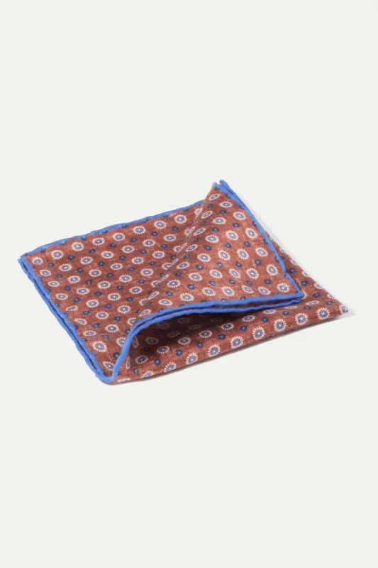 Red flower fancy pocket square - Made in Italy sold by Pini Parma