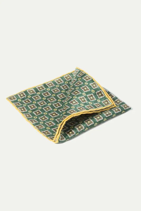 Green fancy pocket square - Made in Italy sold by Pini Parma