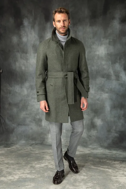 Green raglan coat – Made in Italy sold by Pini Parma