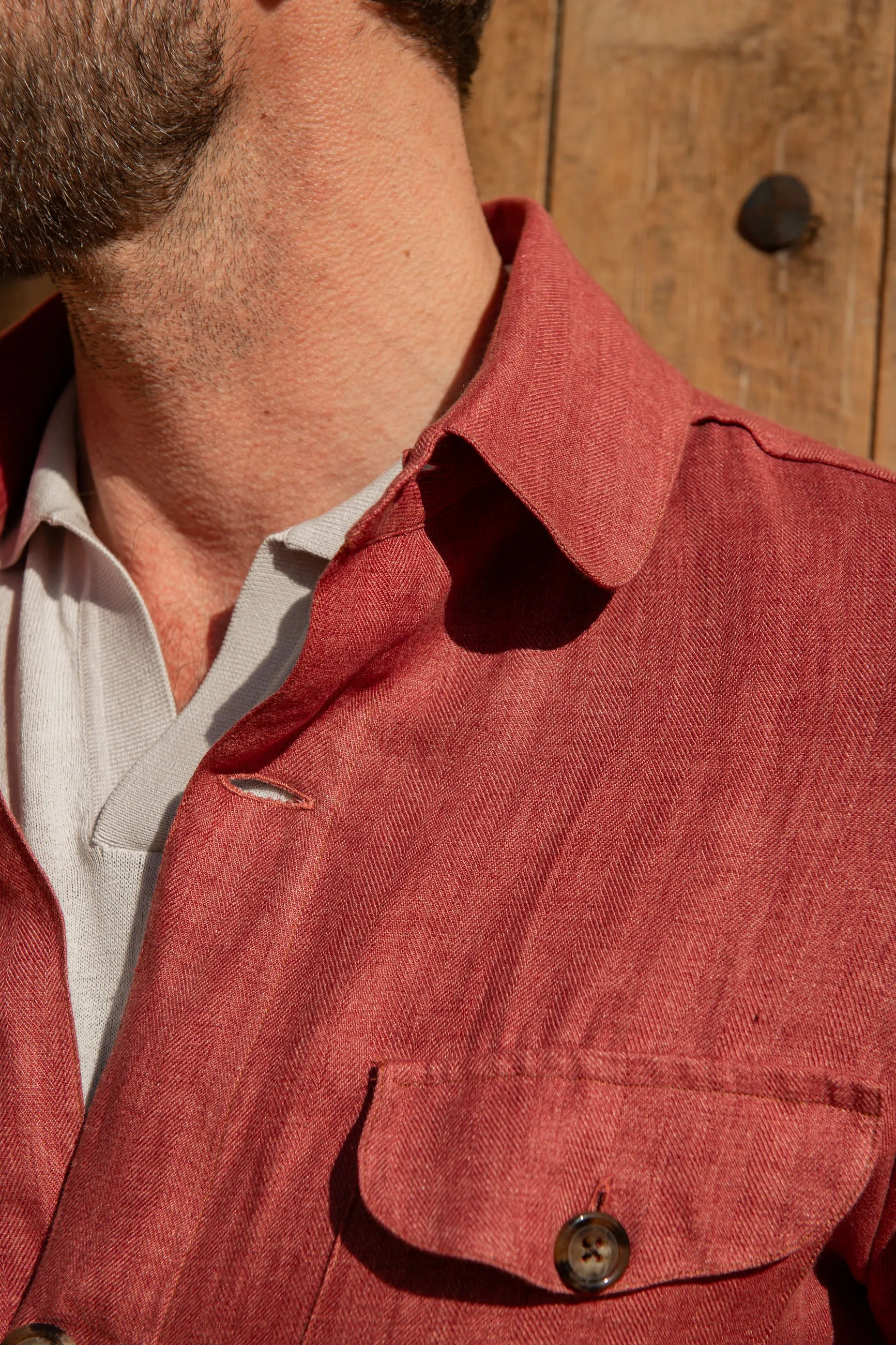 Red herringbone linen safari jacket – Made in Italy sold by Pini Parma product image thumbnail 2