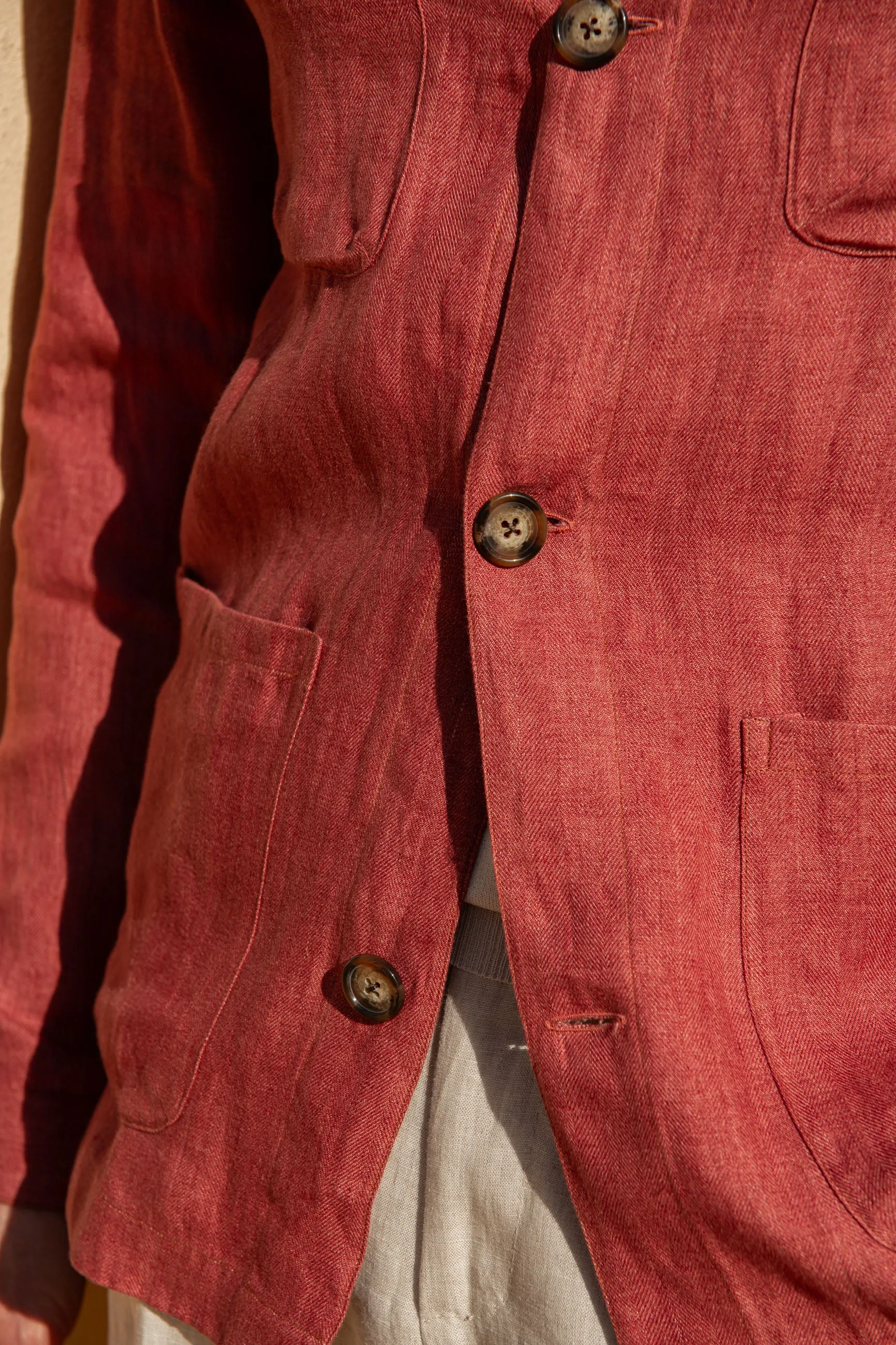 Red herringbone linen safari jacket – Made in Italy sold by Pini Parma product image thumbnail 4
