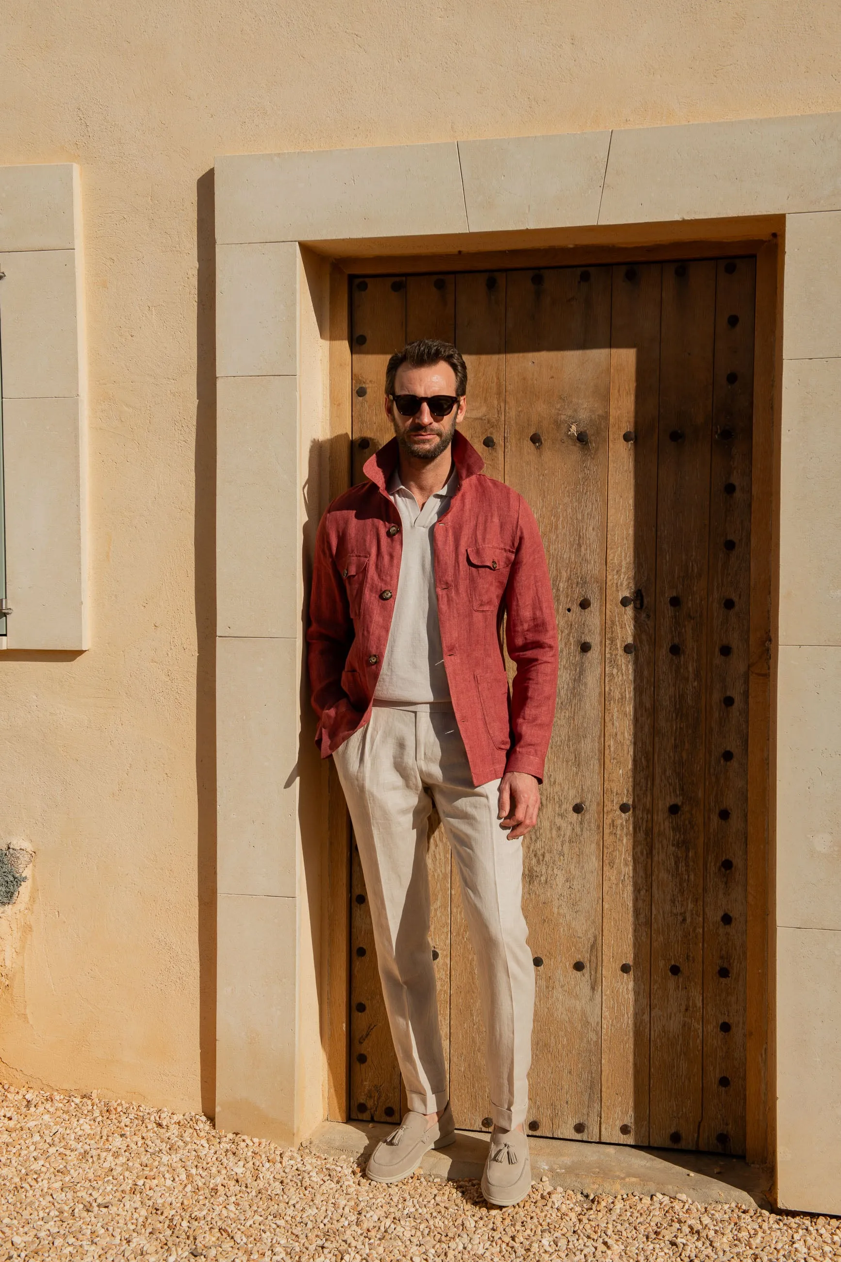 Red herringbone linen safari jacket – Made in Italy sold by Pini Parma product image thumbnail 3