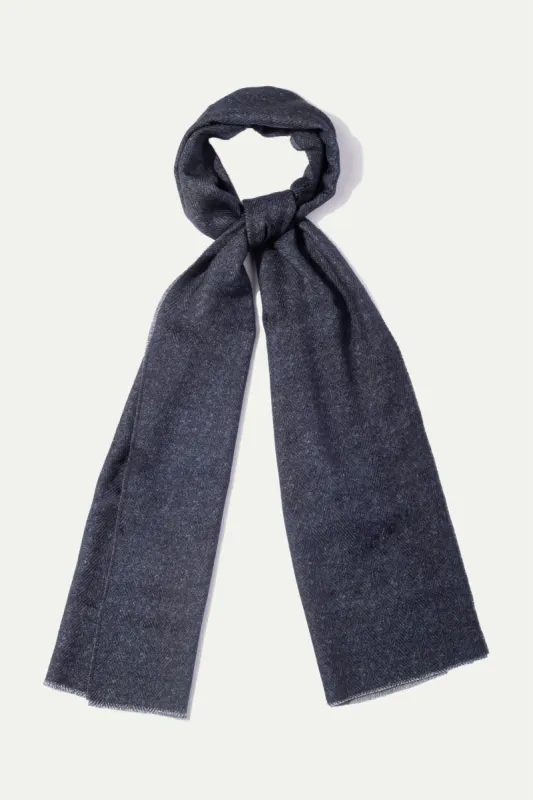Blue and grey reversible herringbone scarf - Made in Italy sold by Pini Parma