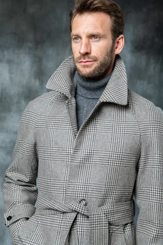 Brown Prince of Wales Raglan coat – Made in Italy sold by Pini Parma
