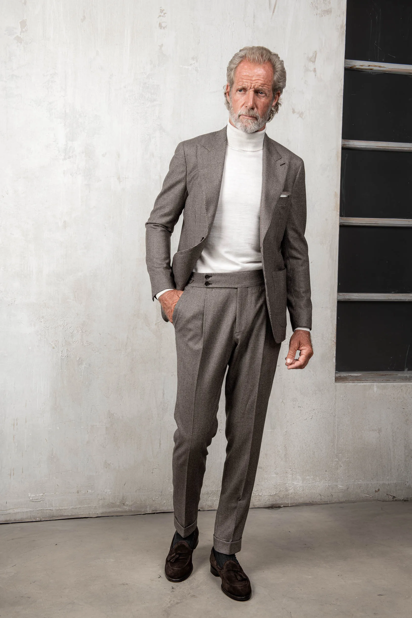 Brown houndstooth suit "Soragna Capsule Collection" - Made in Italy sold by Pini Parma