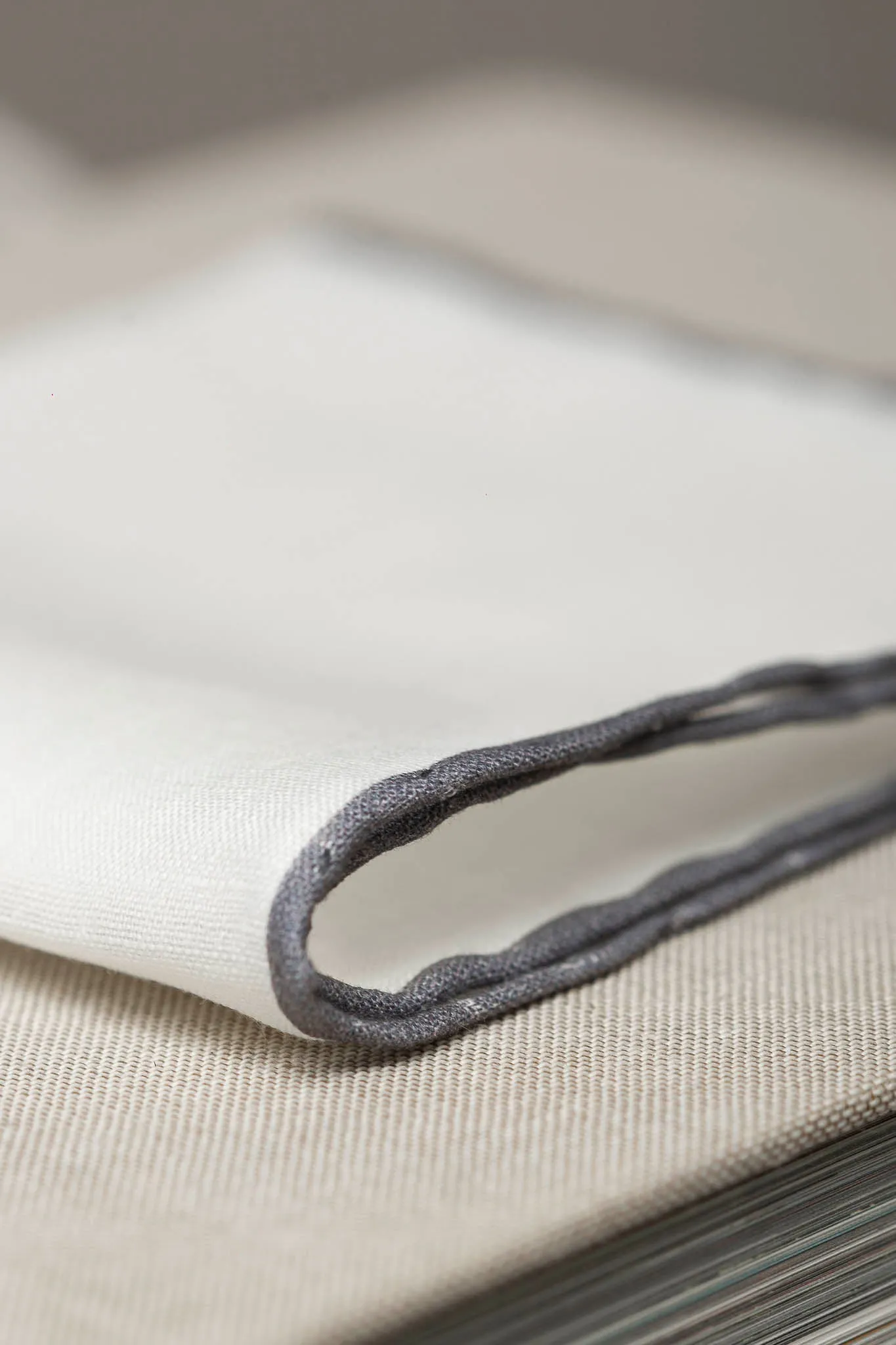 White/Grey linen pocket square - Made in Italy sold by Pini Parma