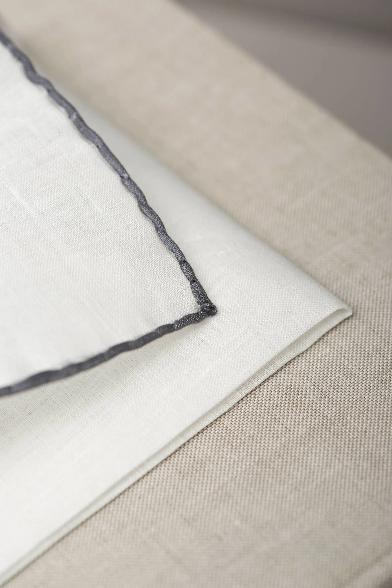 White/Grey linen pocket square - Made in Italy sold by Pini Parma product image thumbnail 3