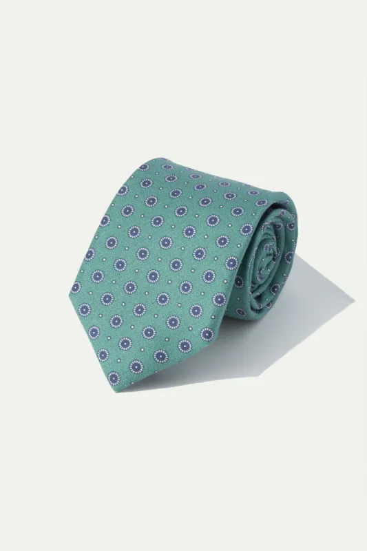 Green fancy silk tie - Made in Italy sold by Pini Parma