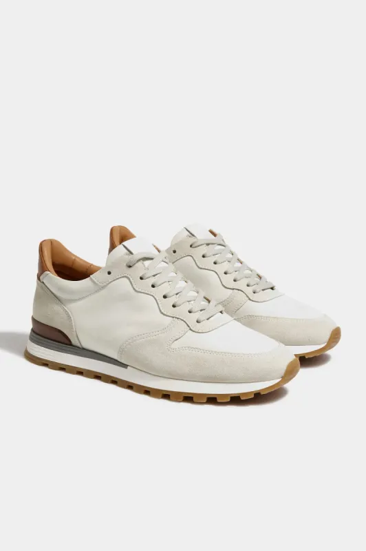 Off-white nabuk and suede runners - Made In Italy sold by Pini Parma