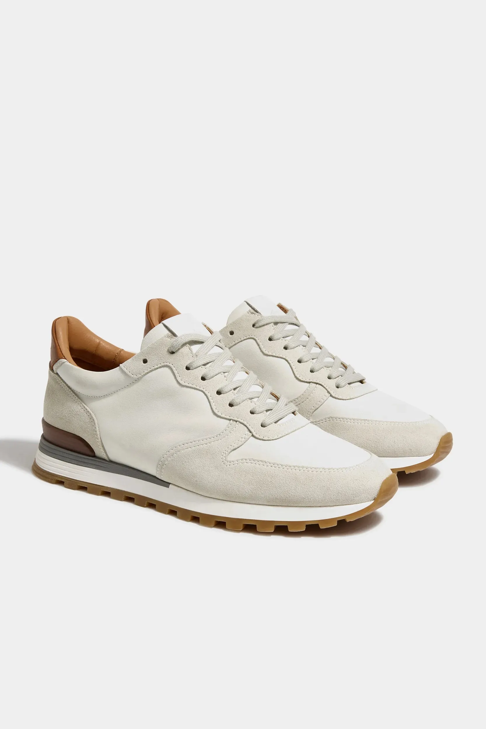 Off-white nabuk and suede runners - Made In Italy sold by Pini Parma