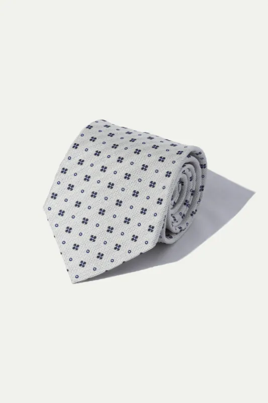 Silver jacquard silk tie - Made In Italy sold by Pini Parma