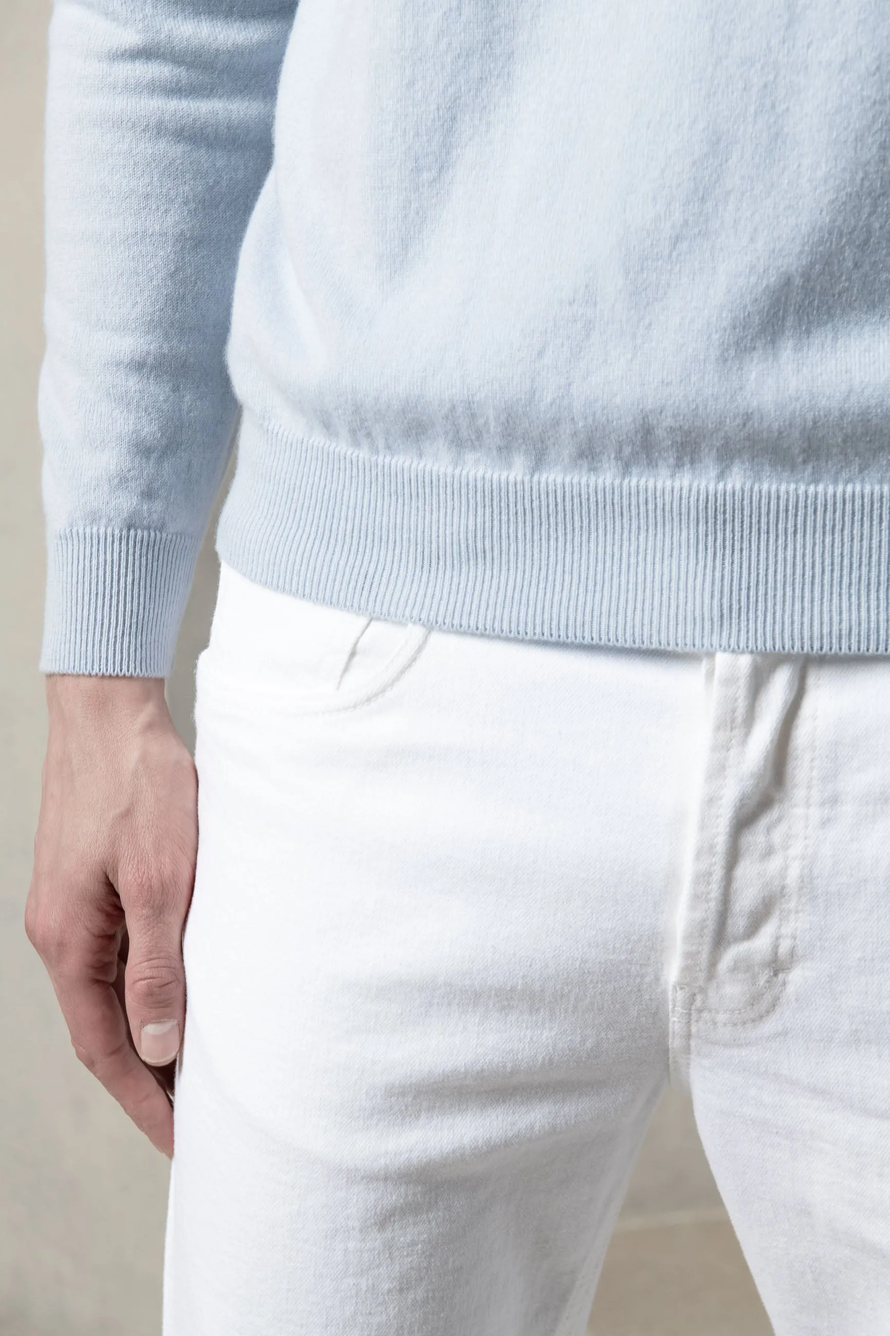 Light blue cashmere round neck – Made in italy sold by Pini Parma product image thumbnail 3