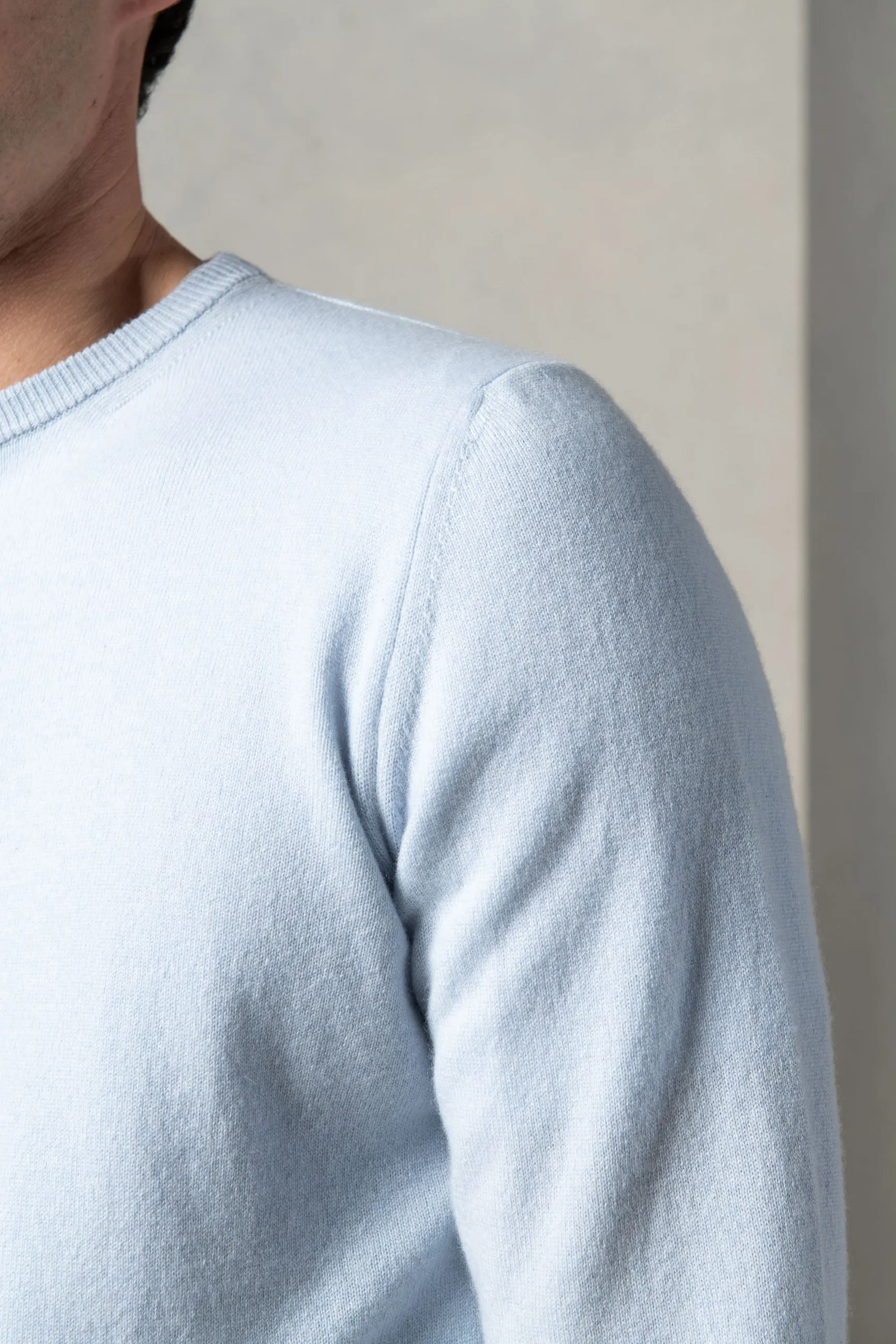 Light blue cashmere round neck – Made in italy sold by Pini Parma product image thumbnail 2