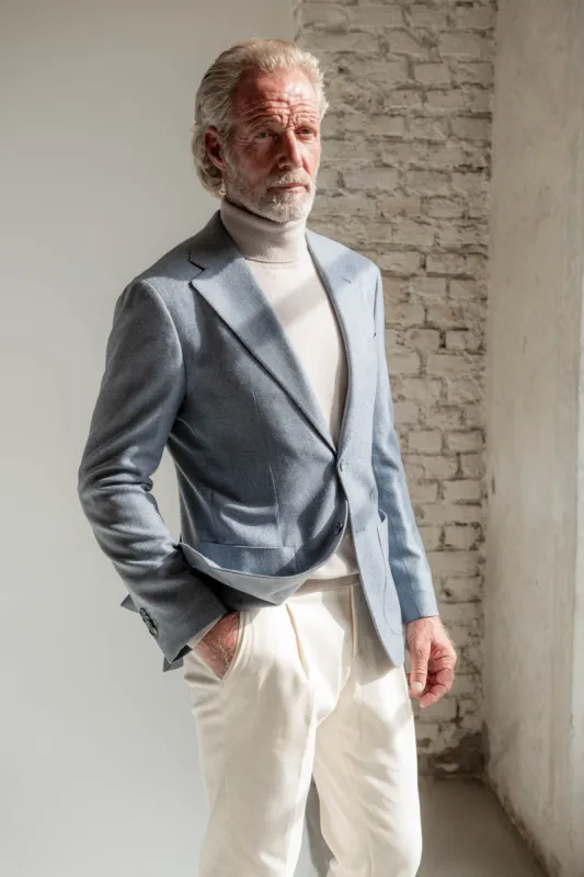 Light blue jacket in Loro Piana wool and cashmere - Made in Italy sold by Pini Parma