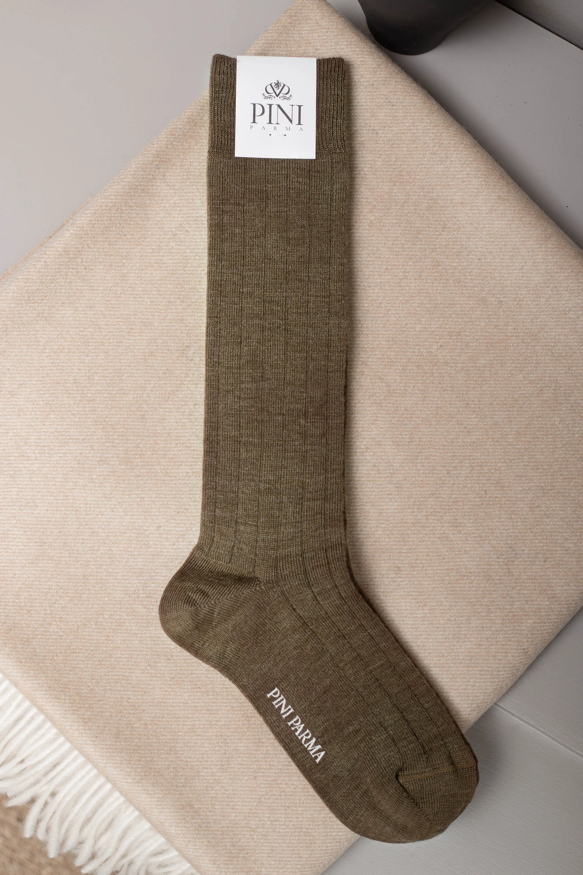 Brown - Super durable Wool short socks - Made in Italy sold by Pini Parma