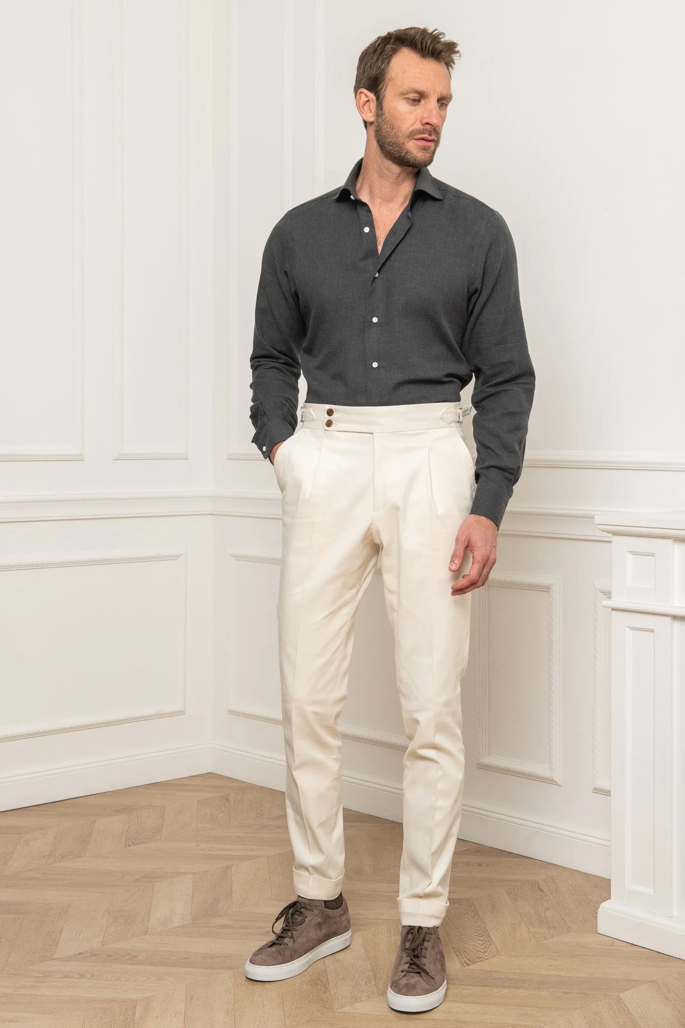 Grey cashmere and cotton shirt - Made in Italy sold by Pini Parma product image thumbnail 3