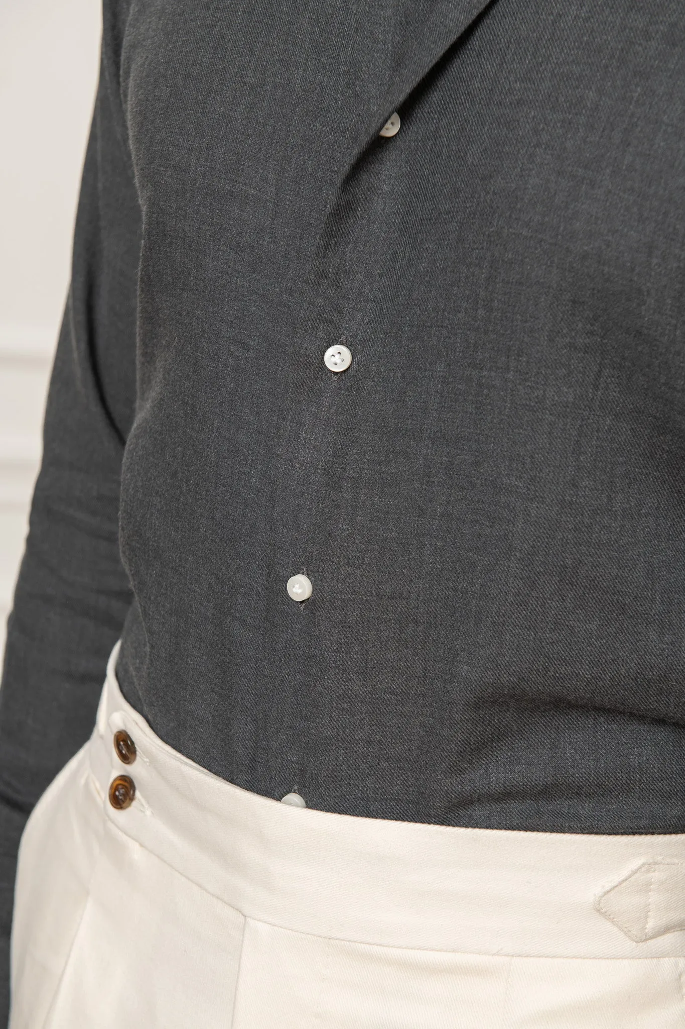 Grey cashmere and cotton shirt - Made in Italy sold by Pini Parma product image thumbnail 4