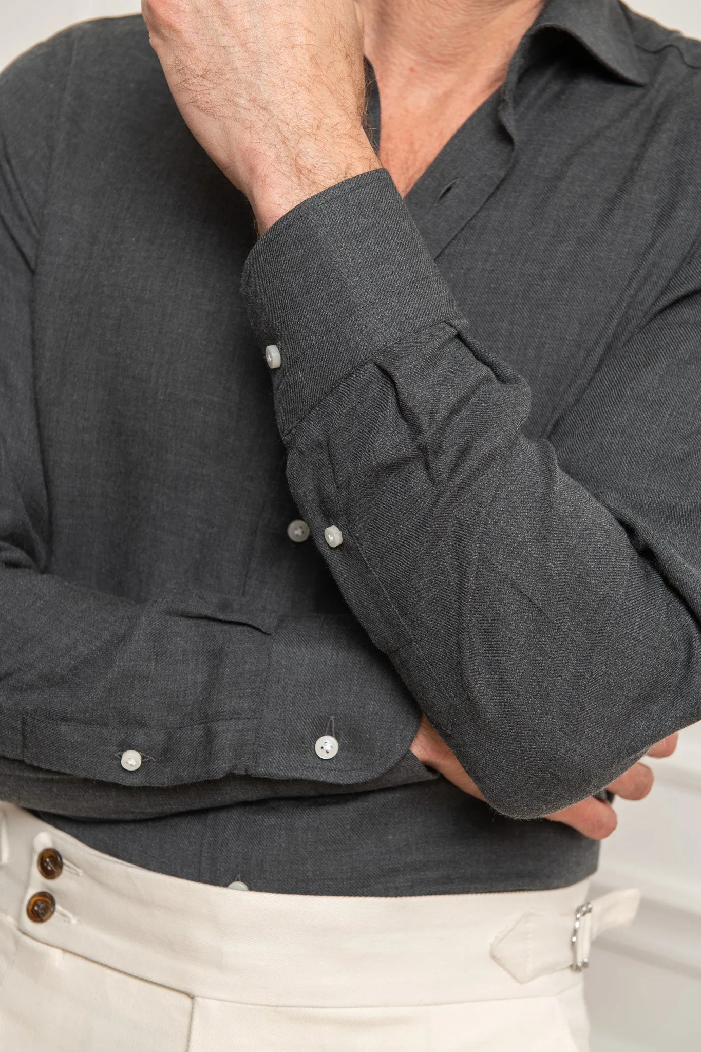 Grey cashmere and cotton shirt - Made in Italy sold by Pini Parma product image thumbnail 5