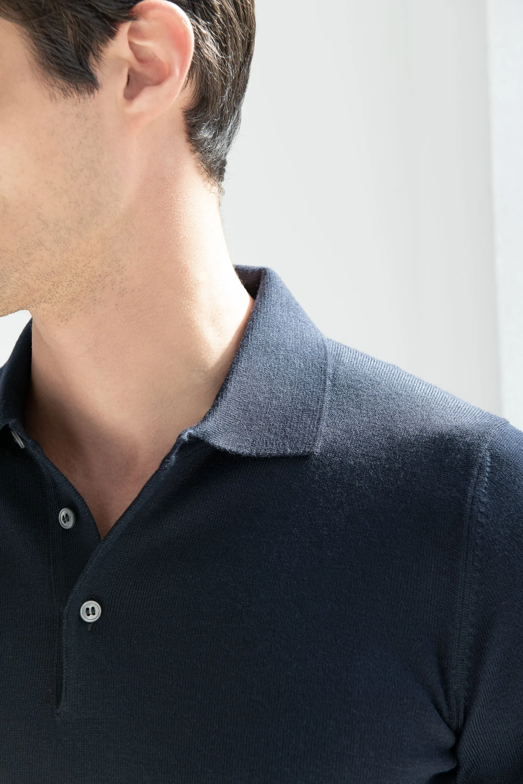 Blue merino polo - Made in Italy sold by Pini Parma product image thumbnail 4