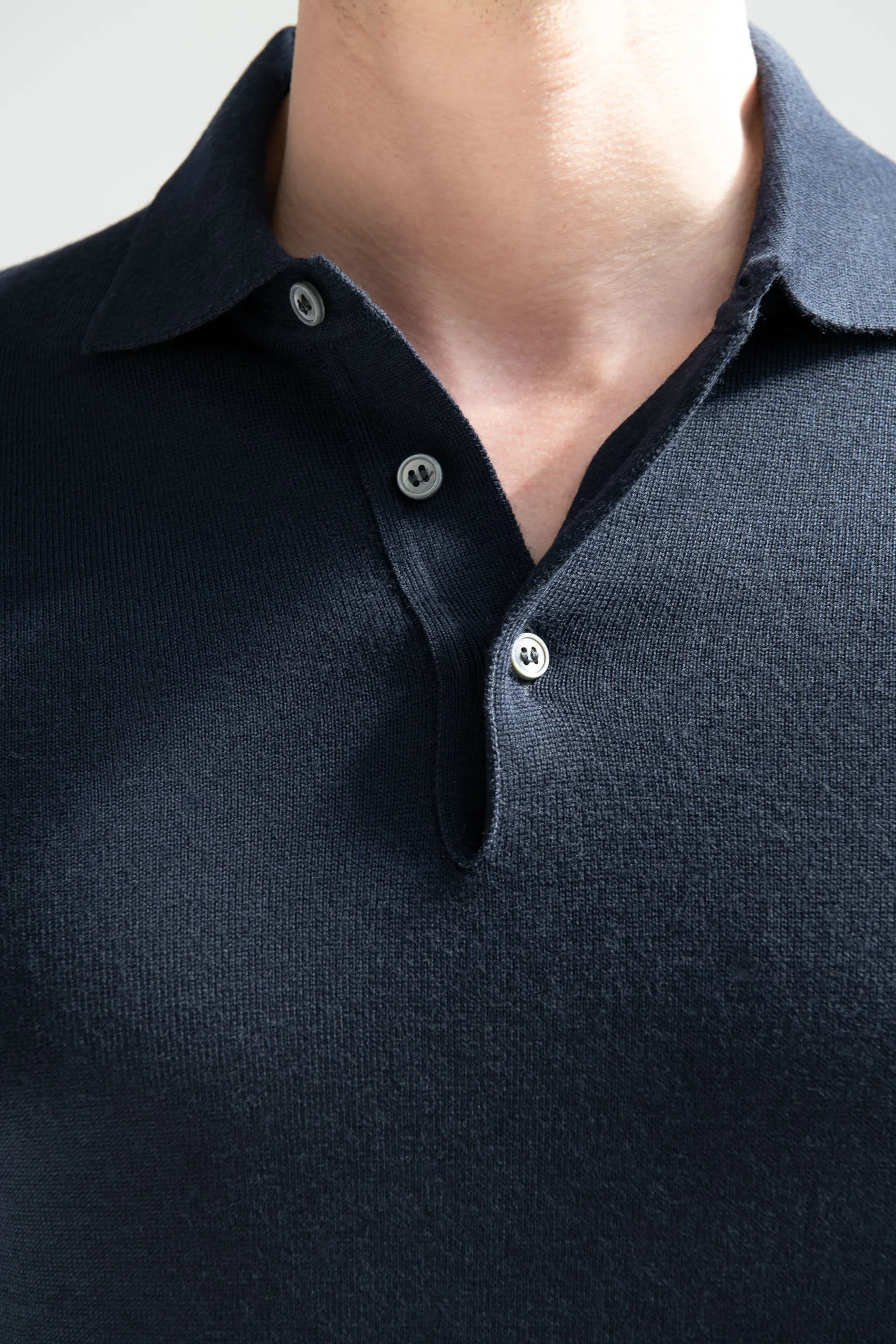 Blue merino polo - Made in Italy sold by Pini Parma product image thumbnail 2