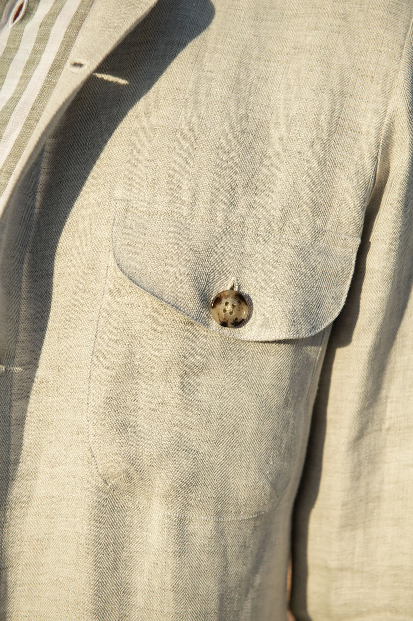 Stone herringbone linen safari jacket – Made in Italy sold by Pini Parma product image thumbnail 2