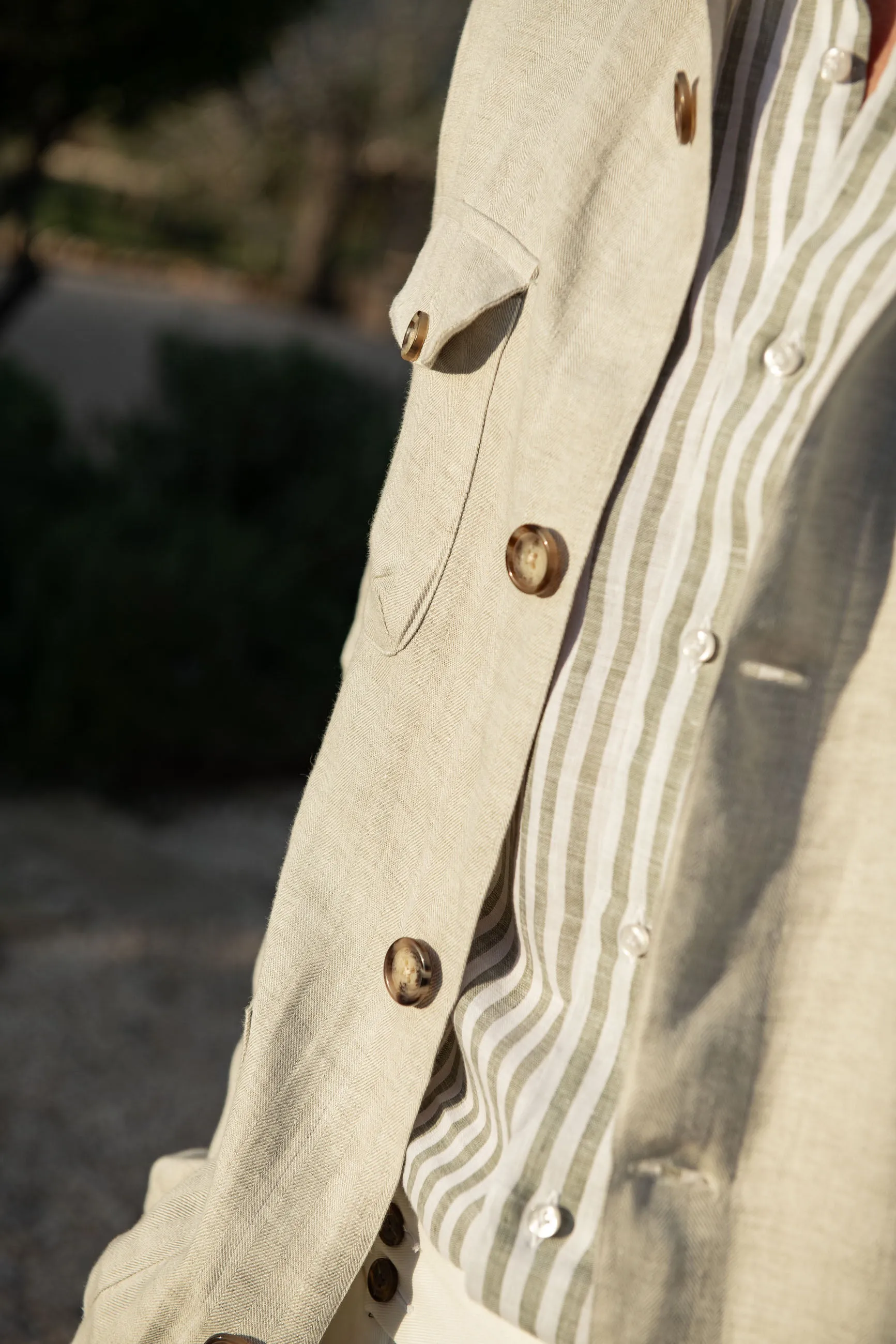 Stone herringbone linen safari jacket – Made in Italy sold by Pini Parma product image thumbnail 4