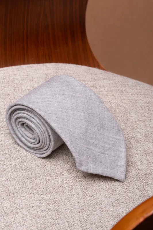 Light grey flannel tie - Hand Made In Italy sold by Pini Parma
