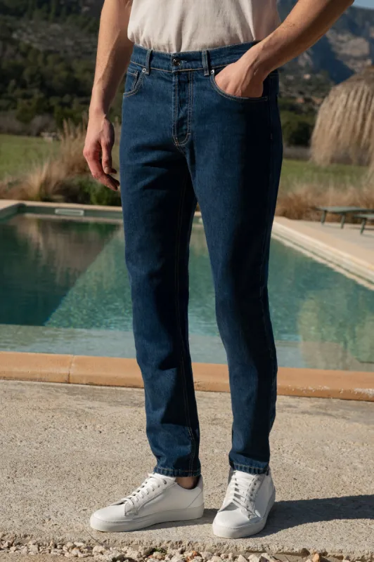 Mid-blue jeans - Candiani cotton - Made in Italy sold by Pini Parma