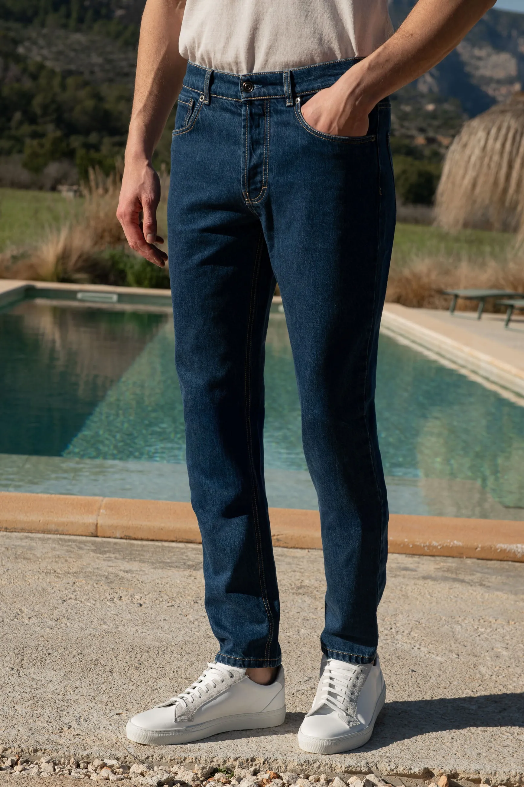 Mid-blue jeans - Candiani cotton - Made in Italy sold by Pini Parma