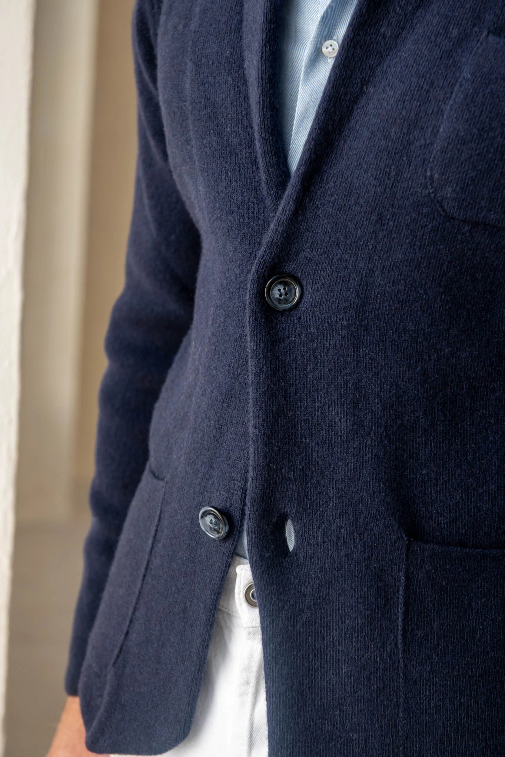 Blue knitted jacket - wool and cashmere - Made in Italy sold by Pini Parma product image thumbnail 2