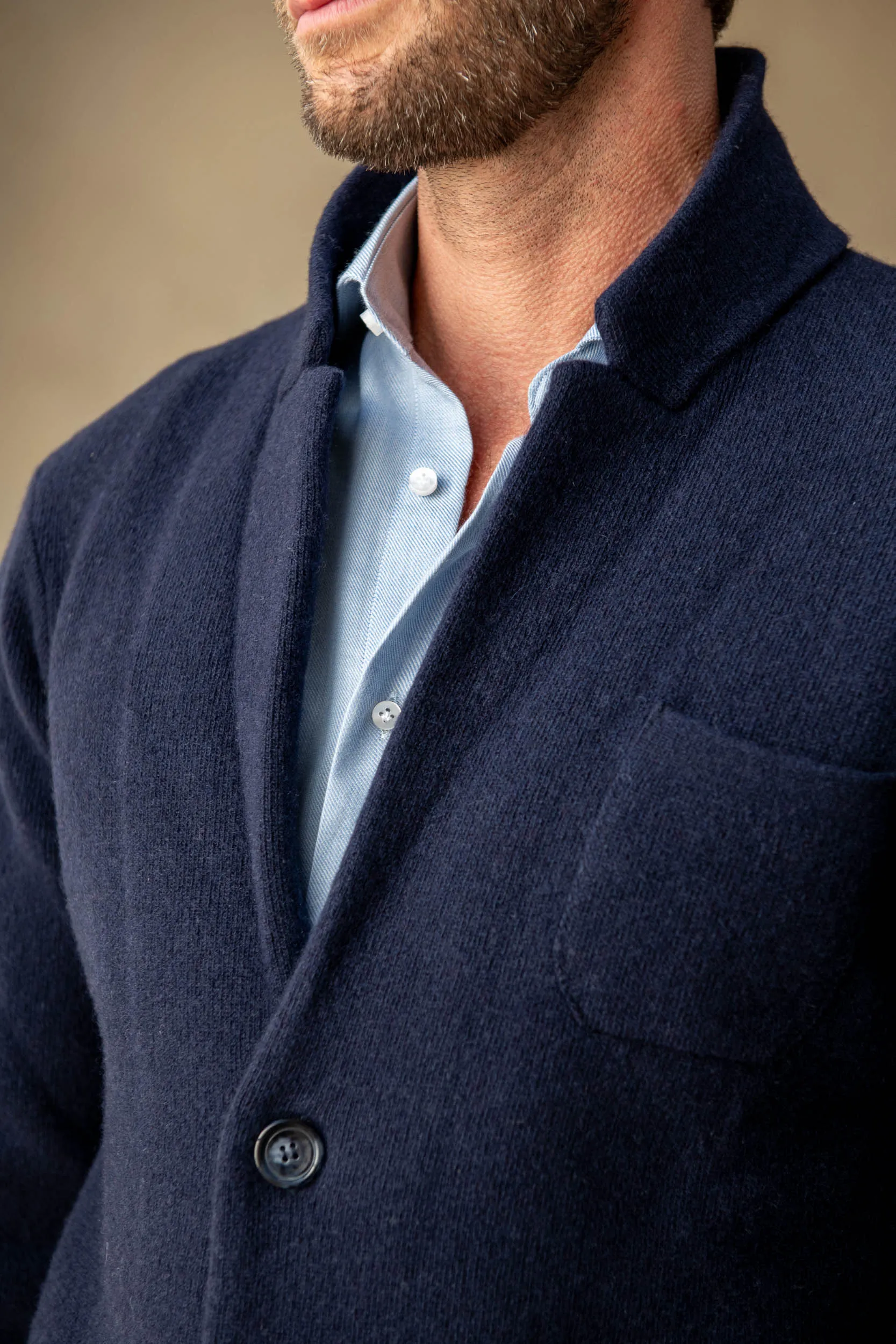 Blue knitted jacket - wool and cashmere - Made in Italy sold by Pini Parma product image thumbnail 3