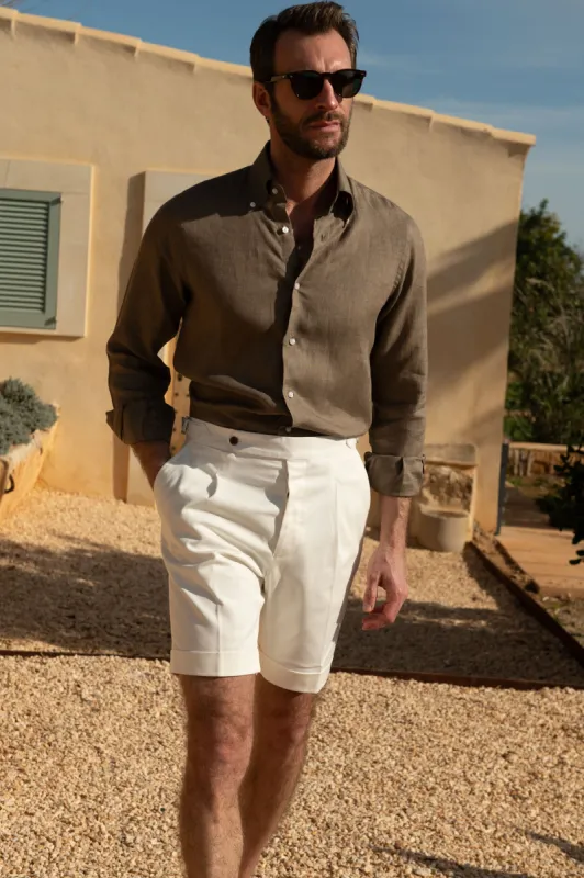 Fango Button down linen shirt - Made in Italy sold by Pini Parma