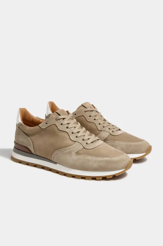 Beige nabuk and suede runners - Made In Italy sold by Pini Parma