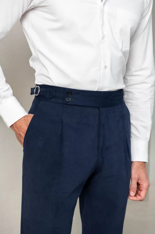 Blue cotton Soragna trousers - Made in Italy sold by Pini Parma