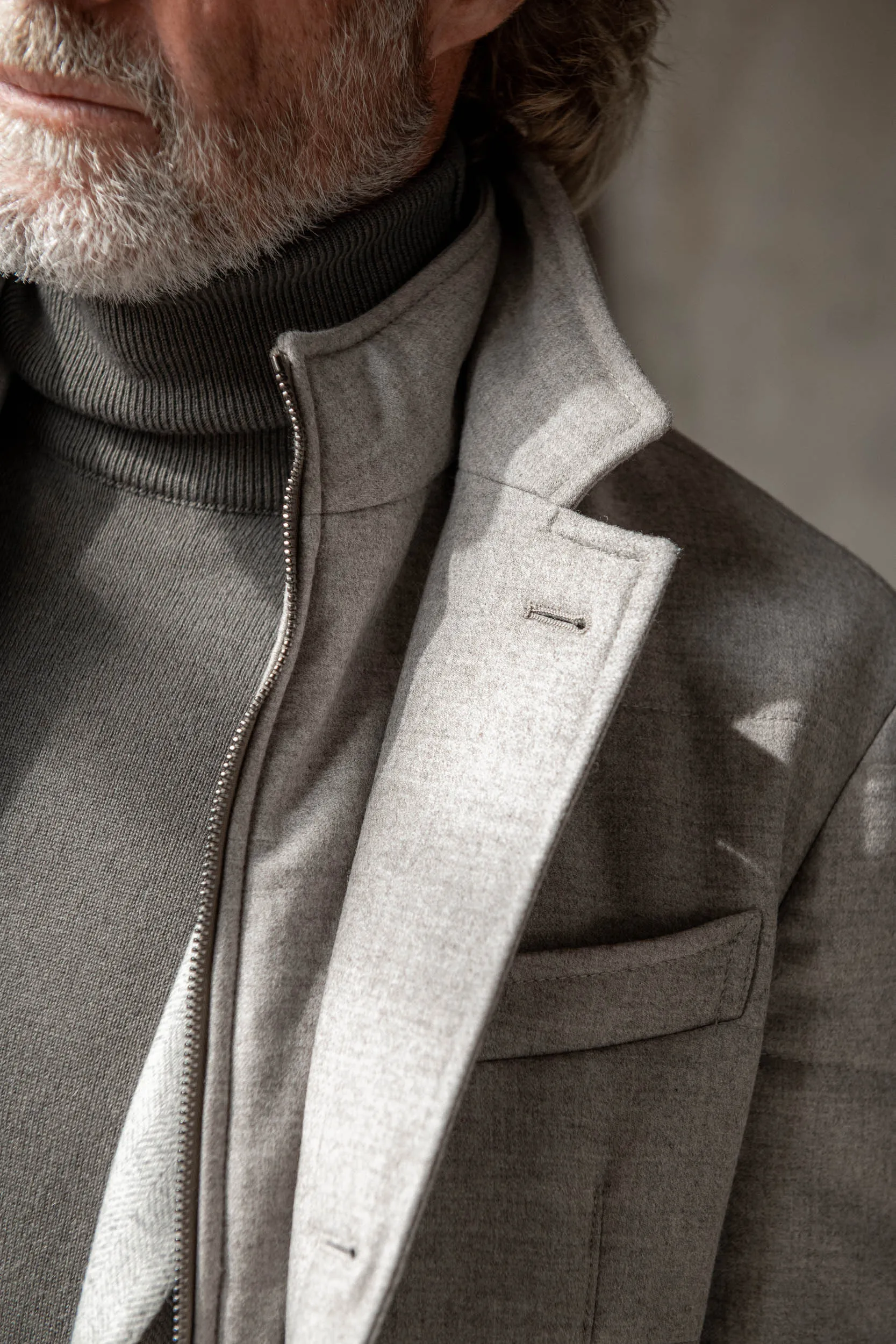 Beige down jacket in Loro Piana wool with Rain System®– Made in Italy sold by Pini Parma product image thumbnail 4