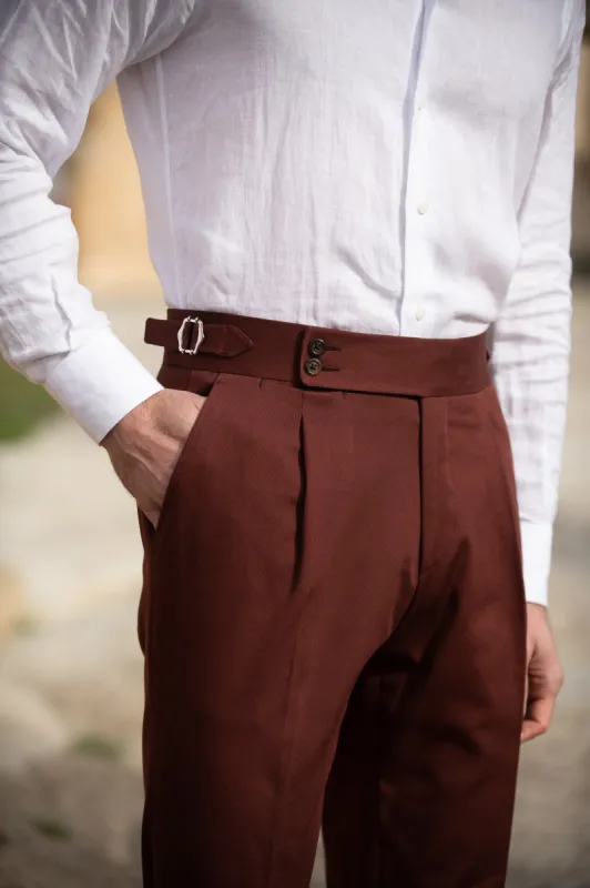Bordeaux cotton trousers  "Soragna Capsule Collection" - Made in Italy sold by Pini Parma