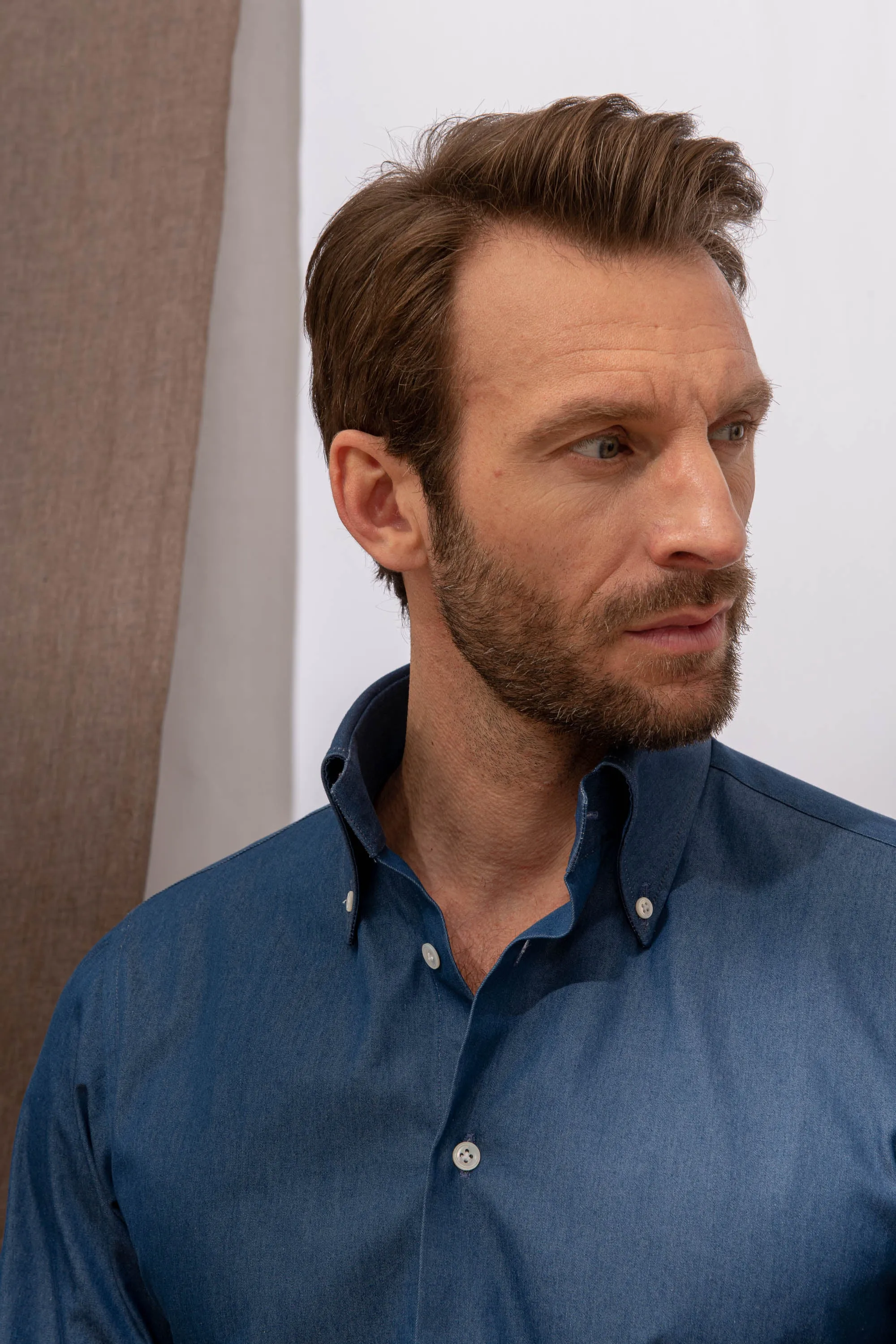 Button down denim shirt ”Sartoriale collection” - Made In Italy sold by Pini Parma product image thumbnail 3