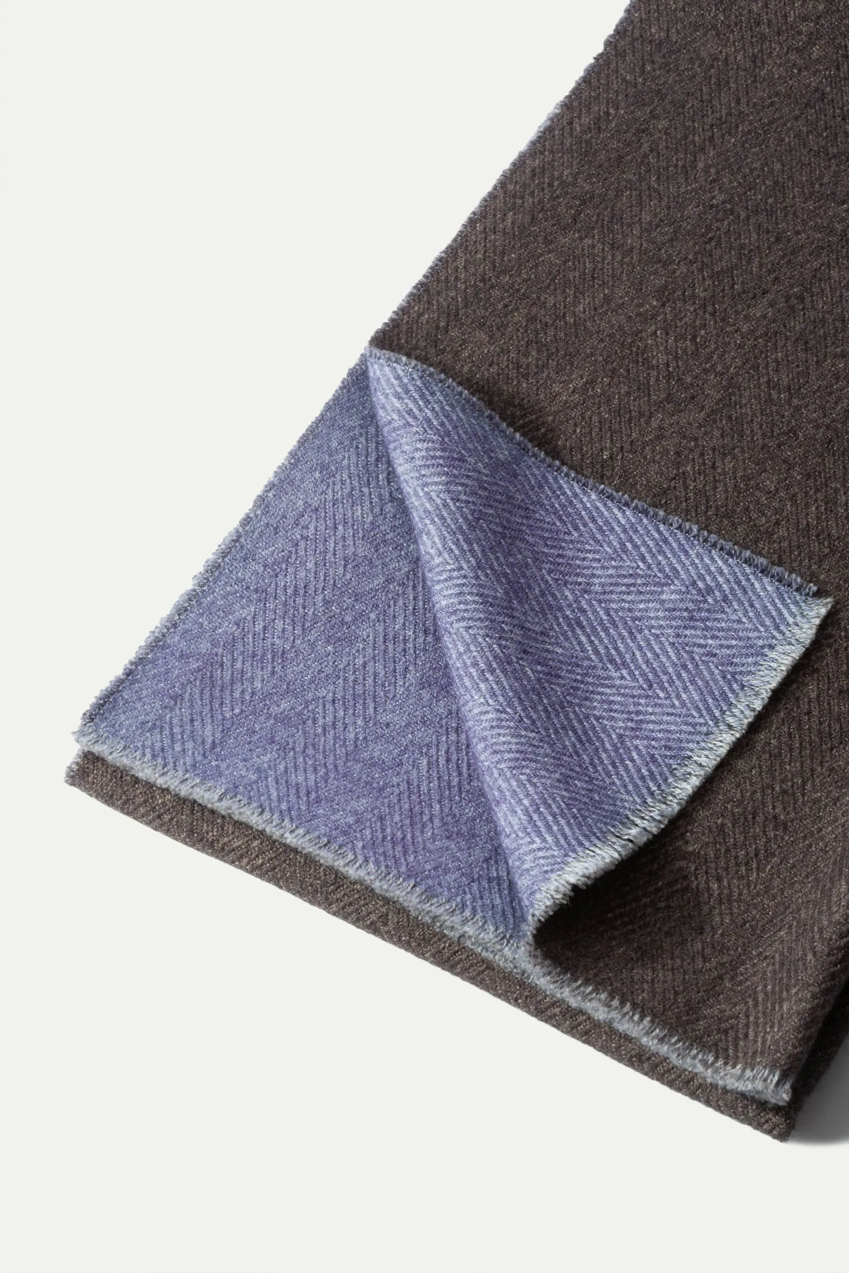 Brown and light blue reversible herringbone scarf - Made in Italy sold by Pini Parma product image thumbnail 2