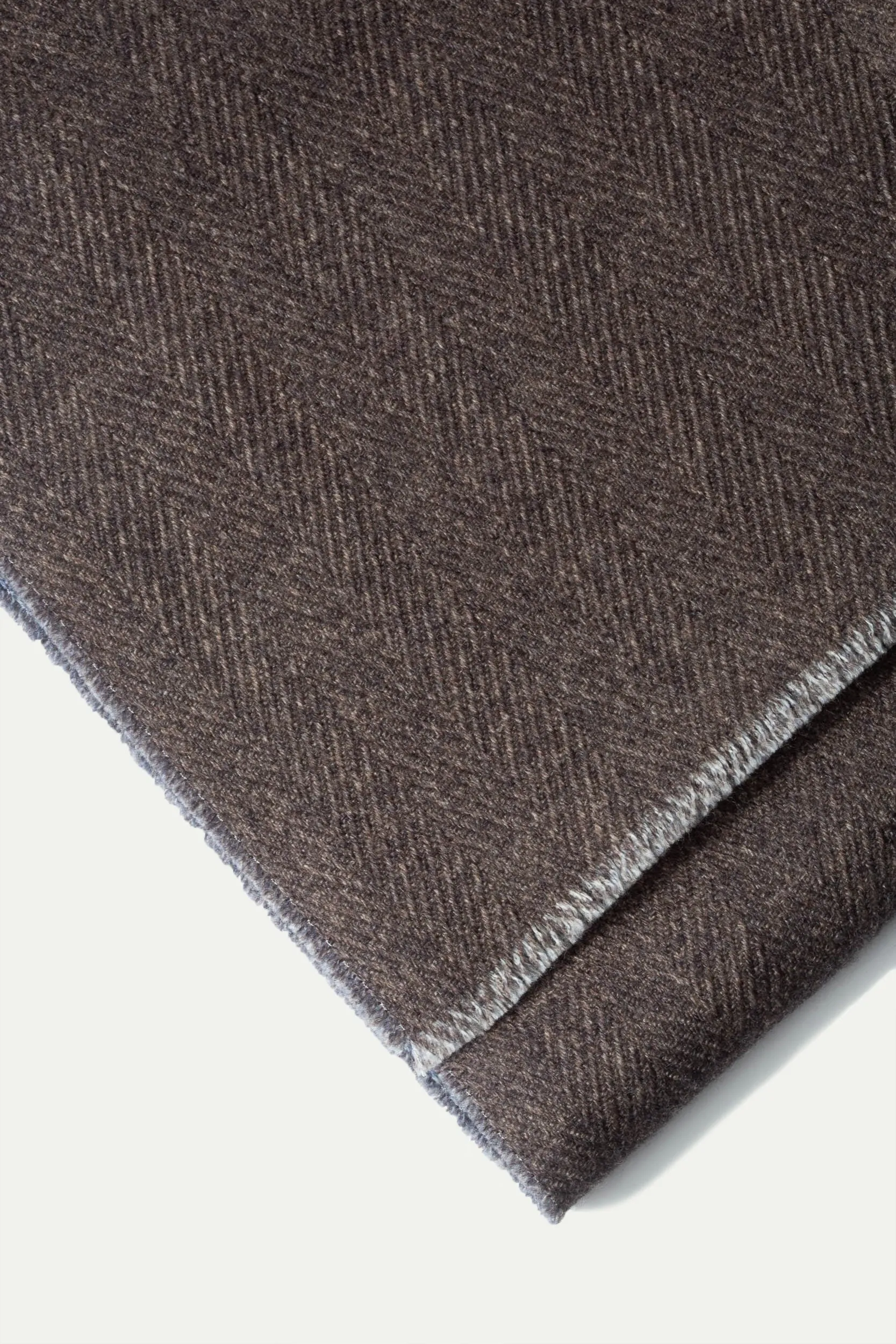 Brown and light blue reversible herringbone scarf - Made in Italy sold by Pini Parma product image thumbnail 5