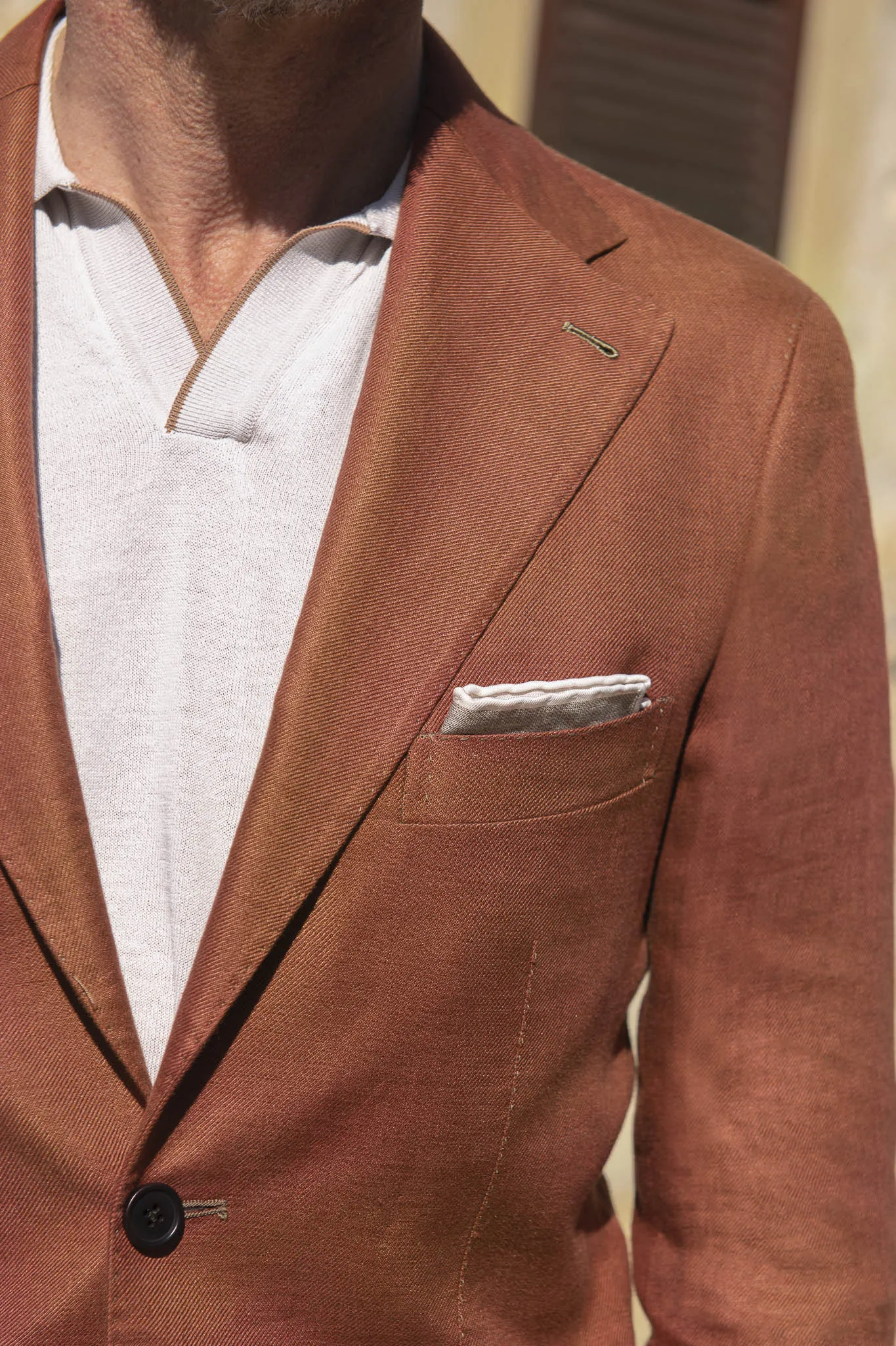 Terracotta Linen Jacket - Made in Italy sold by Pini Parma product image thumbnail 3
