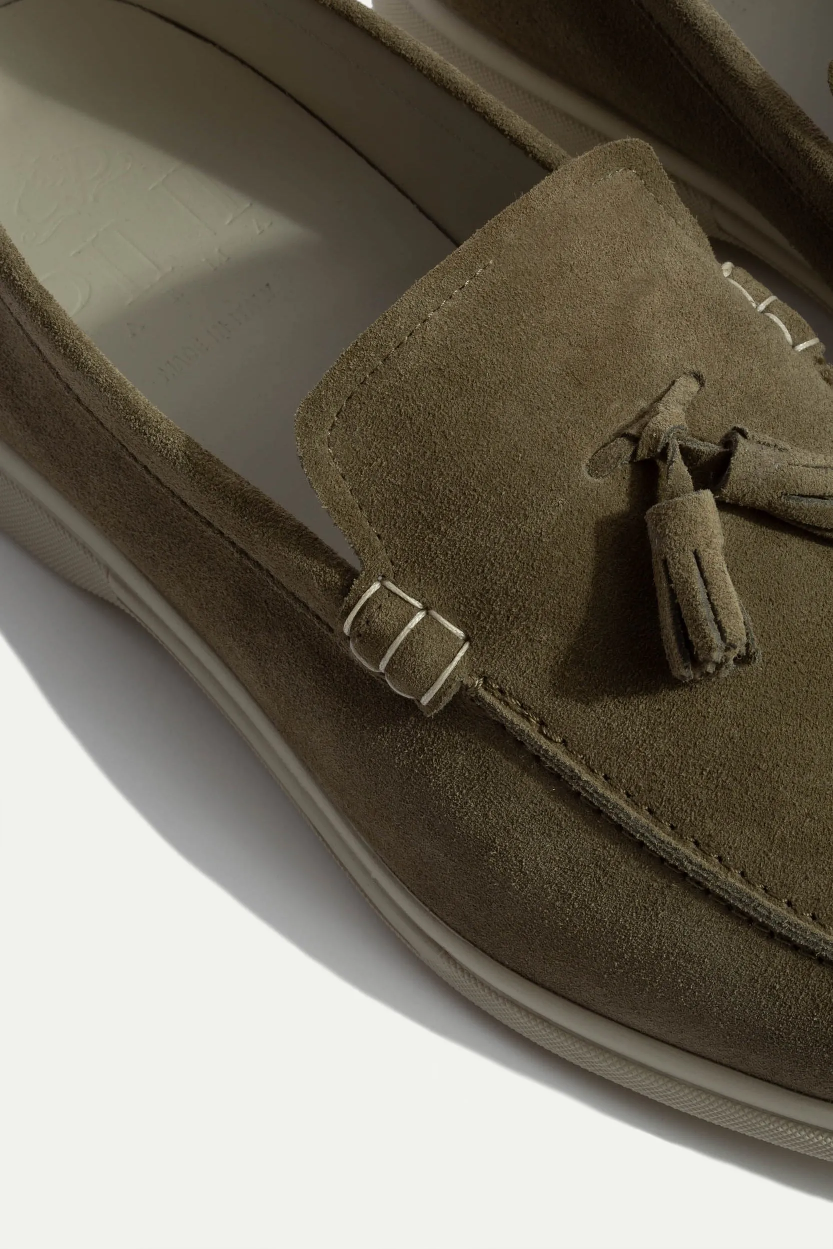 Sage suede tassel loafers - Made In Italy sold by Pini Parma product image thumbnail 4