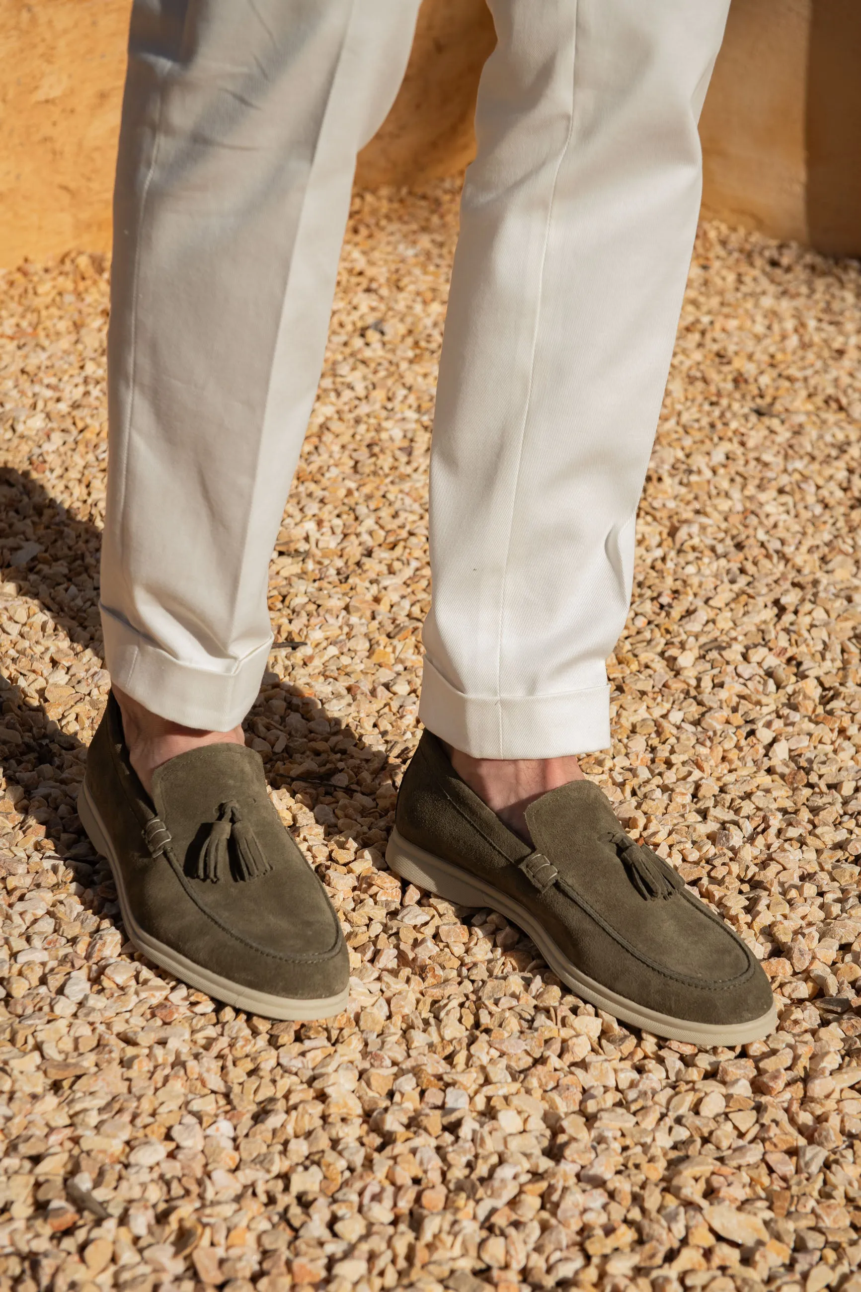 Sage suede tassel loafers - Made In Italy sold by Pini Parma product image thumbnail 2